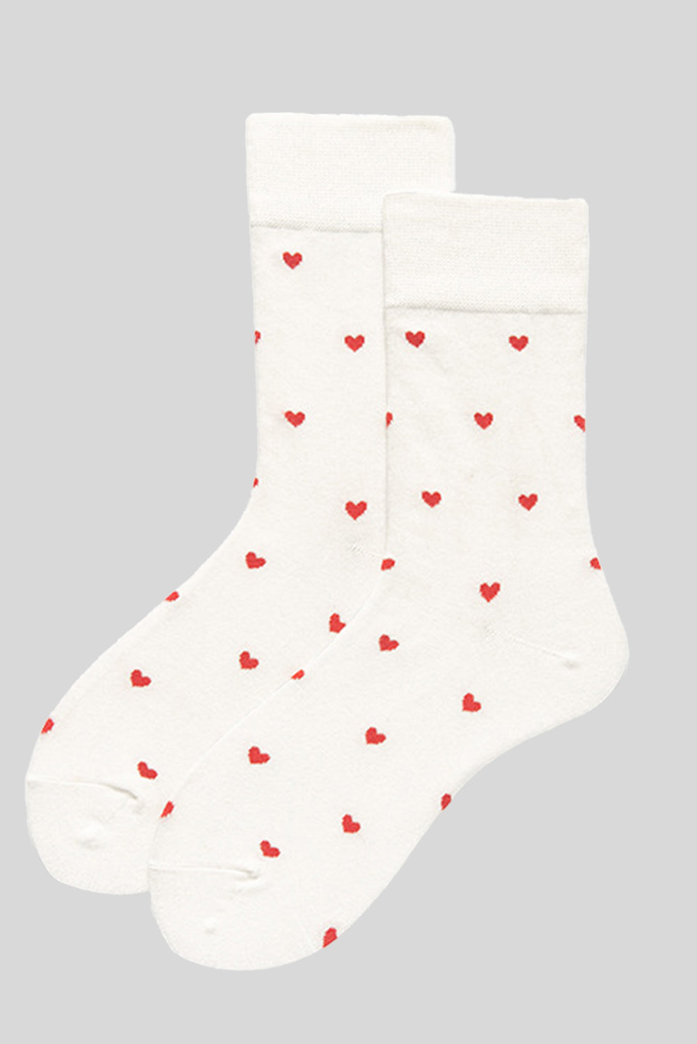 Chaussettes blanches à motif coeur Saint-Valentin