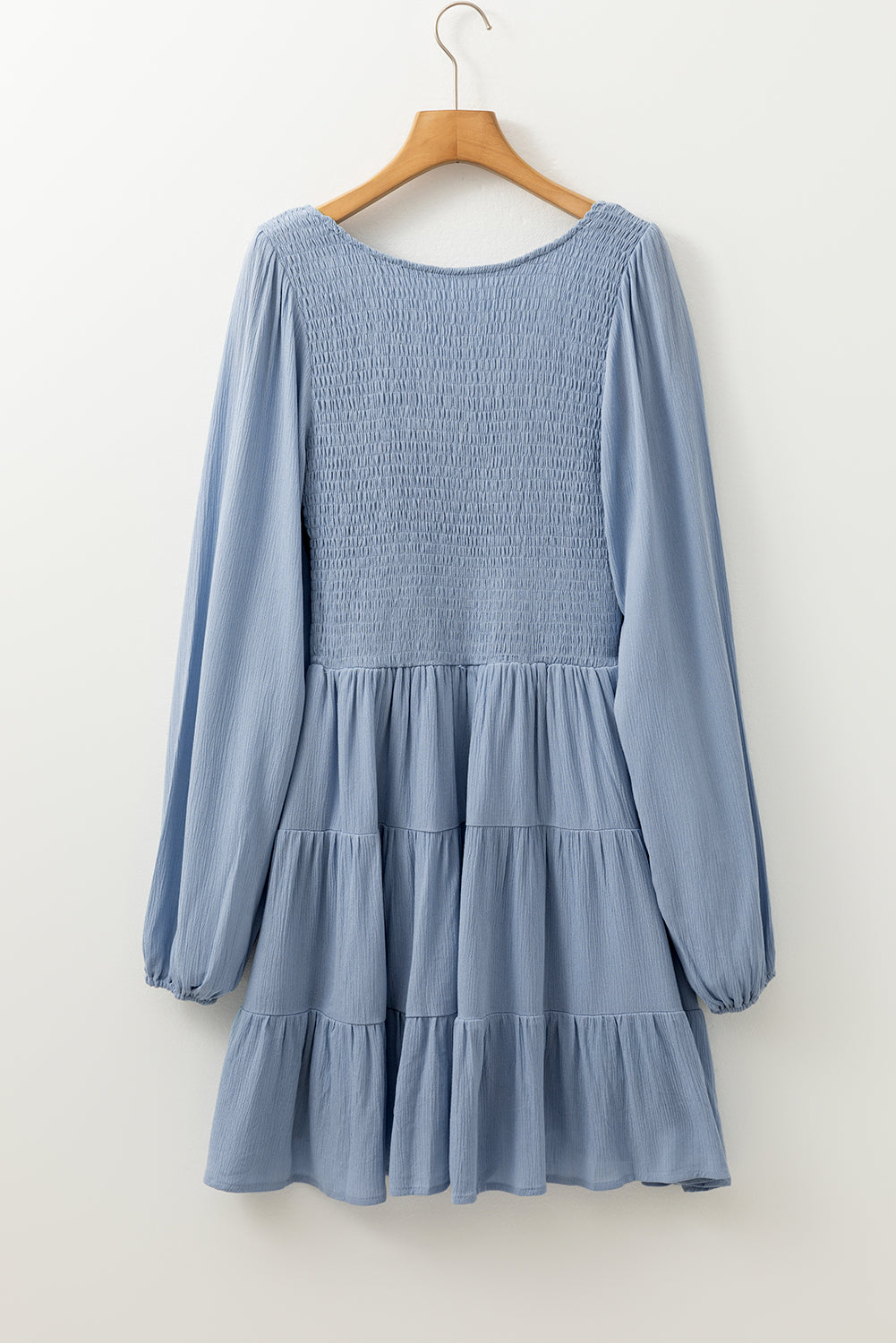 Ashleigh Blue - Long Sleeve Tiered V-Neck Smocked Mini Dress