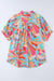 Multicolor a large shirt with half-underwenting sleeves and abstract geometric print