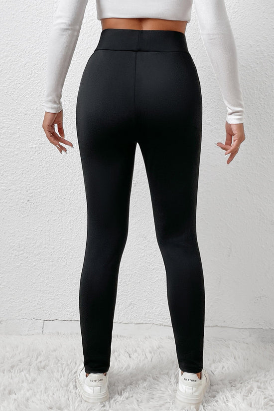 Black Fleece Lined Winter High Waist Leggings