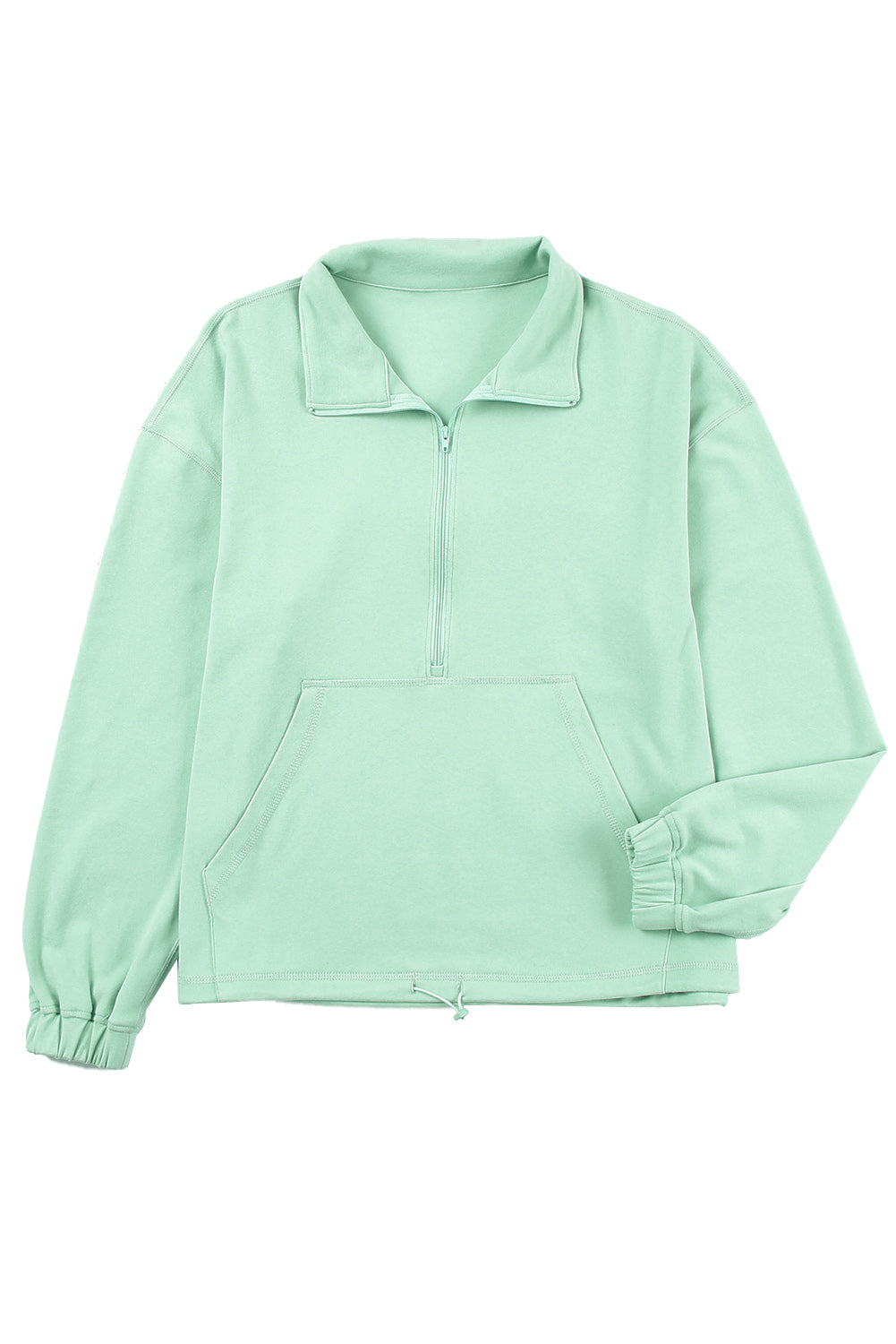 Grüne Reißverschluss Front -Taschen -Pullover Sweatshirt