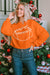 Orange Notched Collar Sweatshirt with 