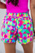 Multicolor Geometric High Waisted Sports Shorts