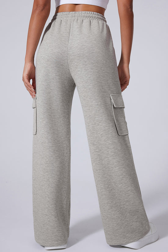 Large and multi-pocket drive pants with high light gray high-gray lace-up lace-ups