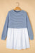 Sky Blue Striped High Waist Pleated Loose Mini Dress