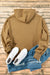 Brown loose hoodie with kangaroo pockets and half-zip lined with fleece