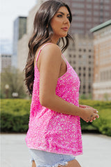 Débardeur rose à bretelles réglables et sequins-A WOMAN WE LOVE