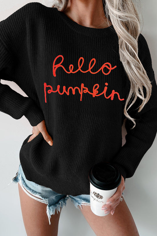 Hello Pumpkin Black Graphic Sweater