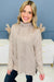 Apricot Long Sleeve Cowl Neck Drawstring Split Top