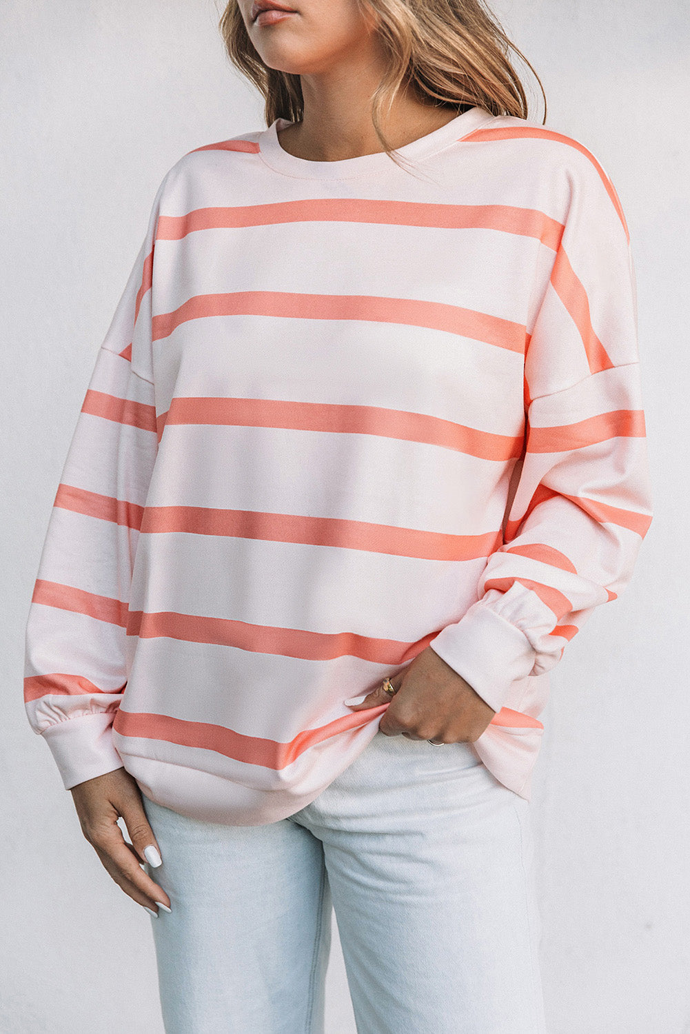 Stripe Stripe Glip Spalla Pullover Felpa