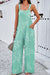 Moonlight Jade Printed Wide Strap Overalls