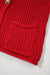 Buried -style buttoned knitted shot sweater with ardent red with side pockets