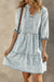 Retro Mid Sleeve Acid Wash Flare Denim Dress in Dusk Blue