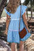 Ric Rac Beau Blue Color Block V-Neck Tiered Dress with Flutter Sleeves