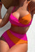 Bikini swimsuit bikini twisted patchwork 2 tones red pink