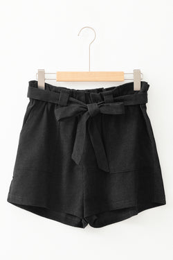 Black -mixed cotton knit shorts with pockets