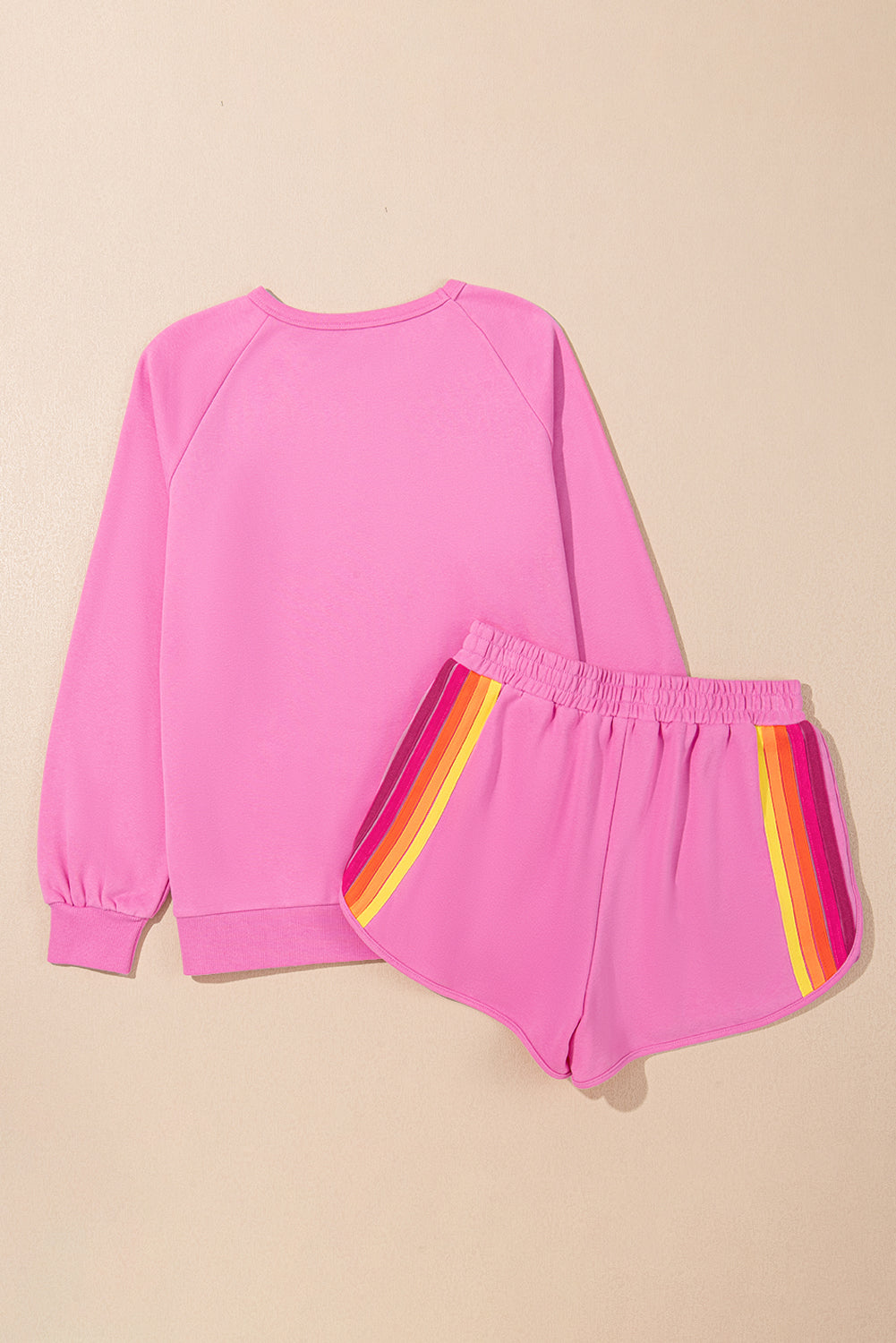 Casual Two Piece Set Candy Striped Sweater and Shorts