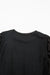 Plain black sweatshirt with patchwork sleeves and round neck