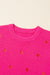 Pink Red Heart Shaped Crew Neck Drop Shoulder Sweater