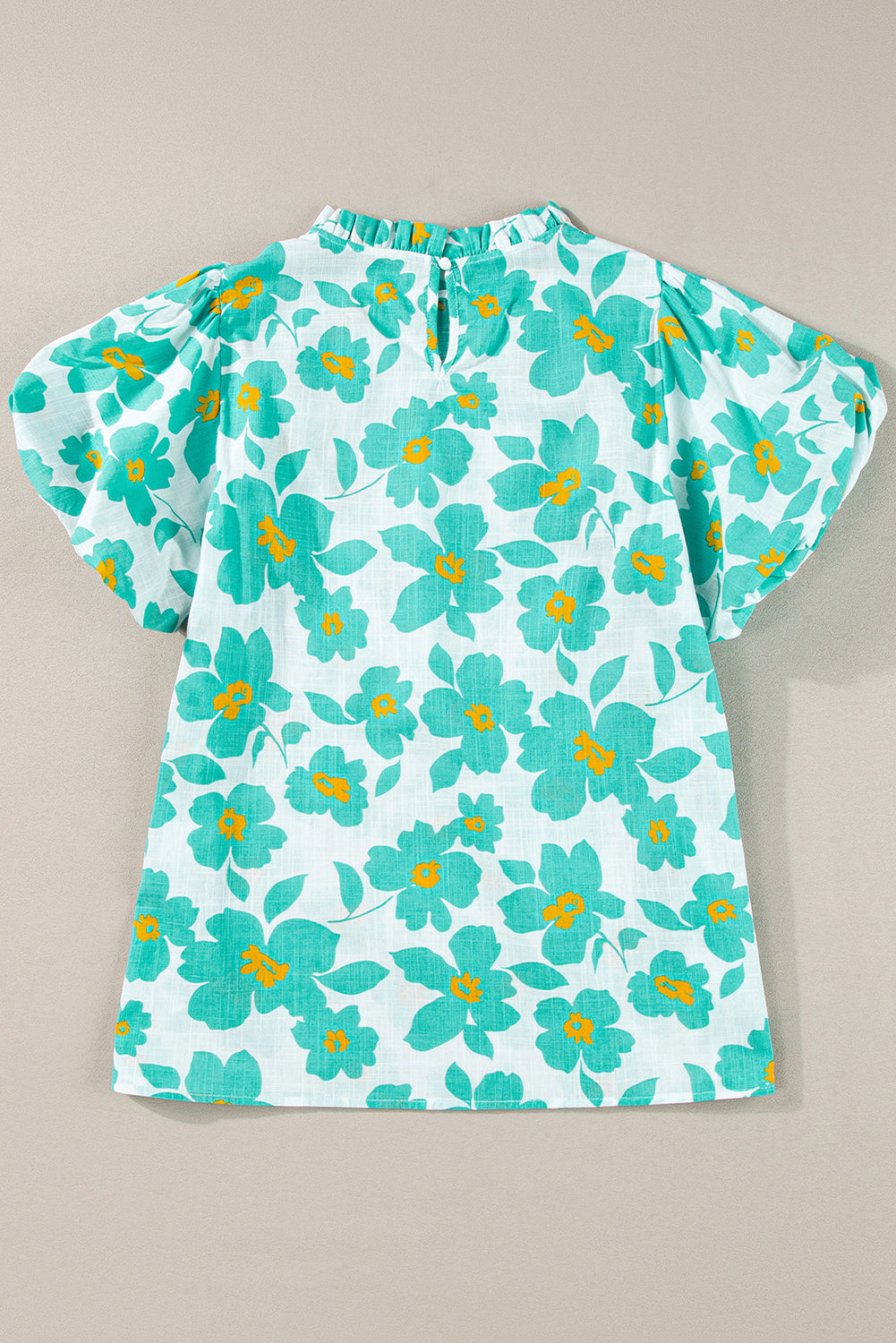 Grüne Blumenhülle Bluse Spurte Ausschnittsbluse