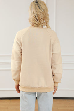 Contrasting two-tone patchwork raglan sleeve sweatshirt in oatmeal