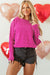 Loose round neck sweater with red pink bow tie