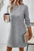 Straight textured dress with long gray -colored sleeves