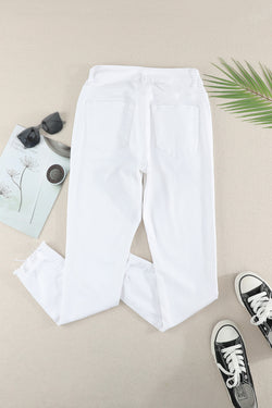 Luten White Denim in short denim high waist with buttons