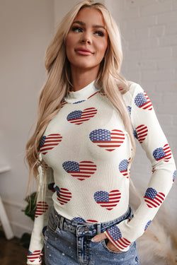 White body with long sleeve in glitter mesh Americaa