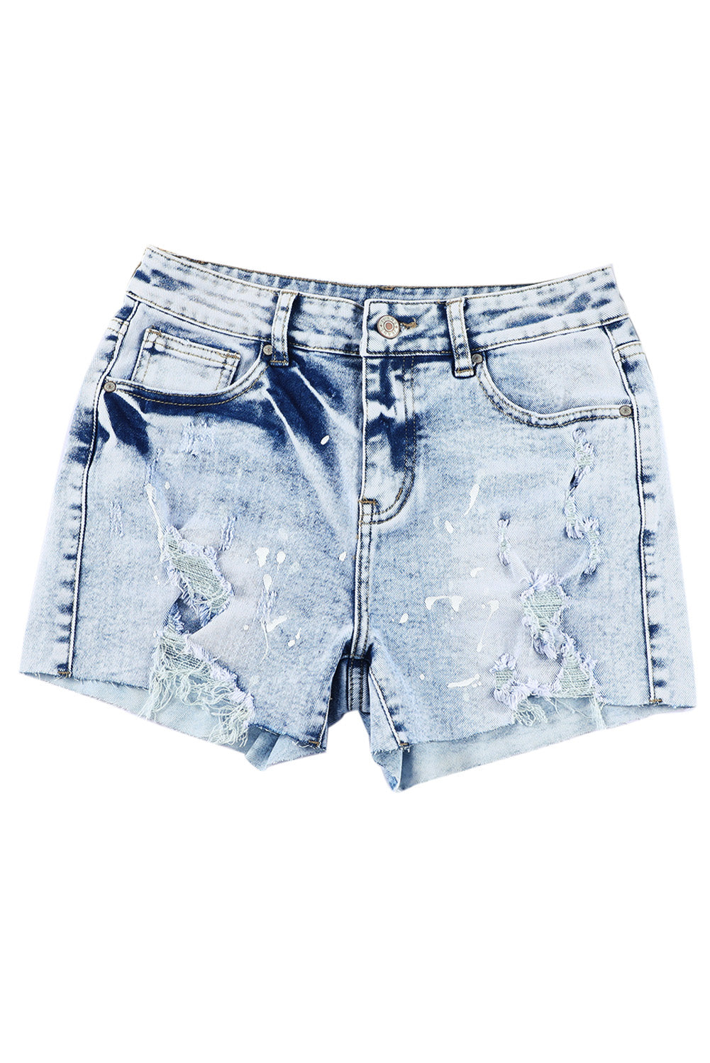 Short en denim blanchi effet vieilli bleu ciel