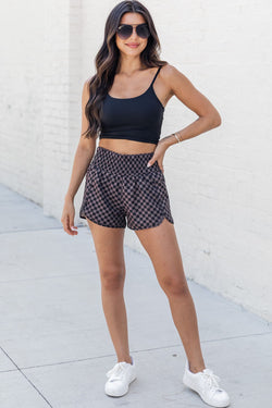 Brown Leopard High Waisted Sports Shorts