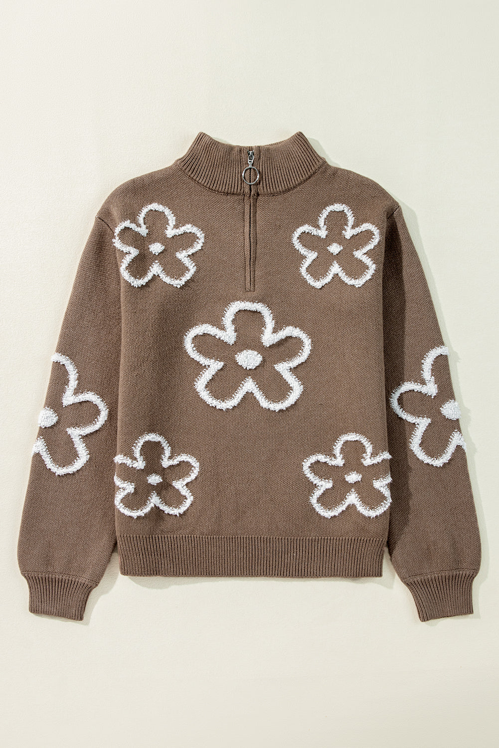 Strong collar sweater with zipper semi-ferms *