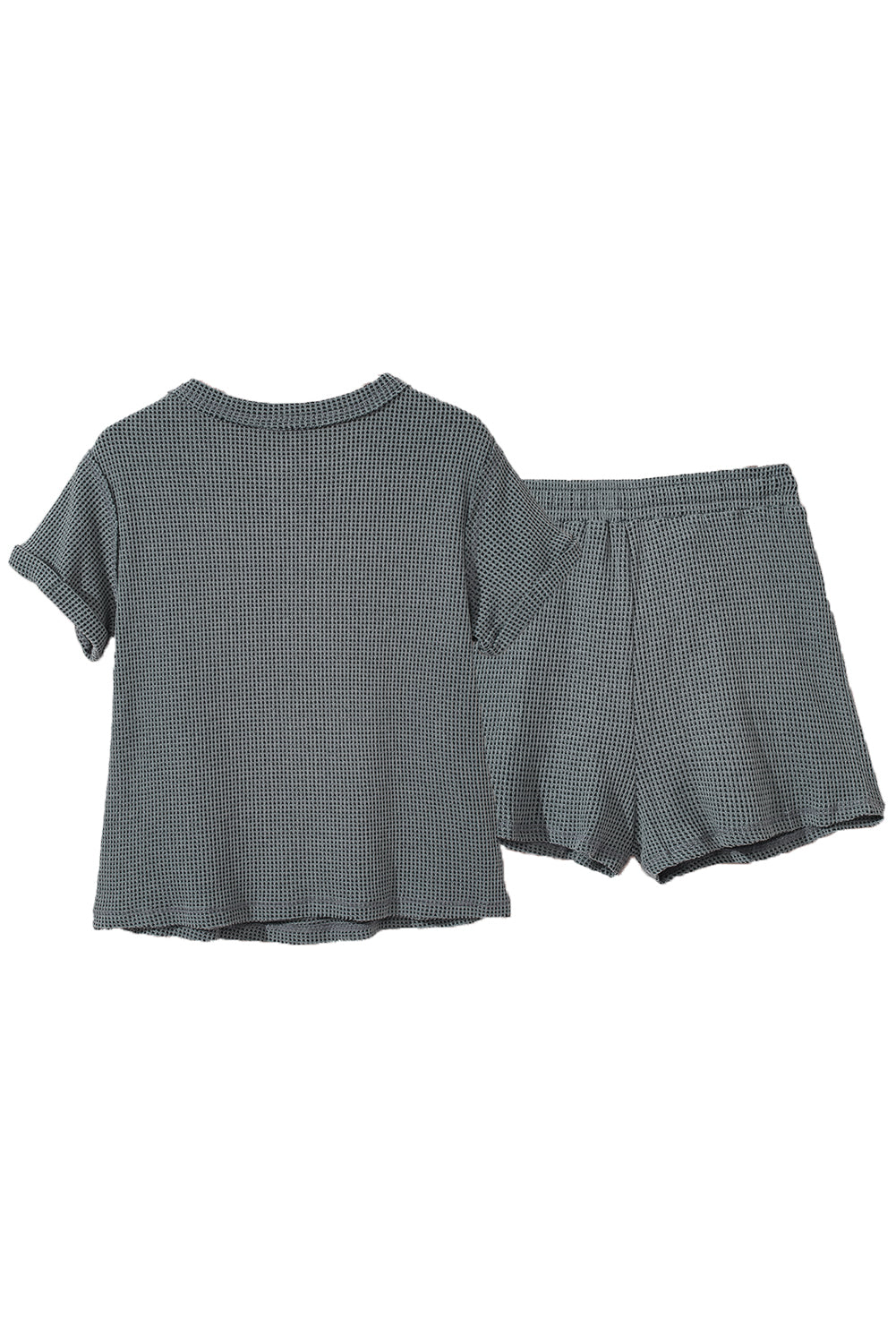 Laurel Green Waffle tricot boutonné en haut et shorts à cordon