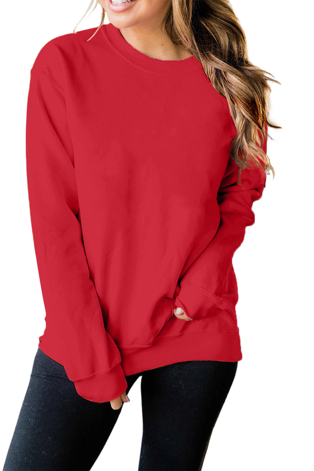 Rote schlichte Besatzungshalle Pullover Sweatshirt