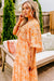 Robe longue smockée à imprimé floral orange*