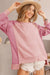 Apricot Pink Waffle Top and Bottom Raglan Sleeve Sweatshirt