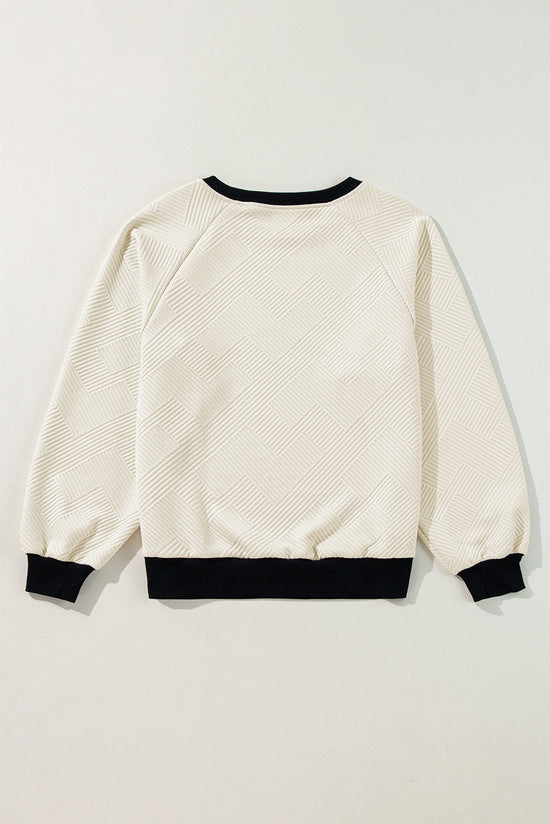 Jet Stream Color Block Edge Raglan Sleeve Crew Neck Top