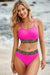 2 -room bikini swimsuit with pink leopard mesh edge