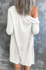 Cardigan blanc à boutons ouverts de couleur unie-A WOMAN WE LOVE