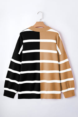 Color Block beige over-dimensional sweater *