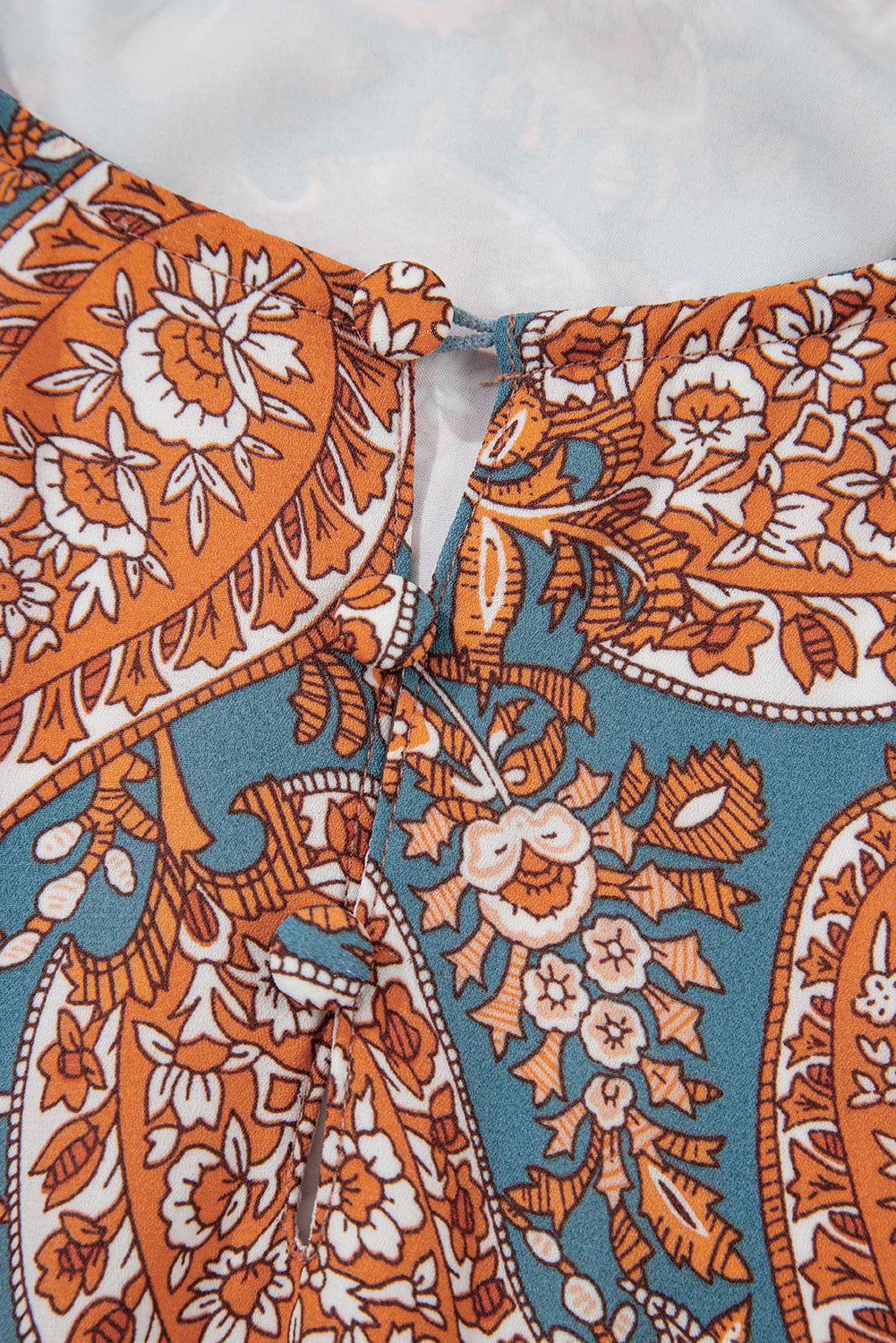 Orange Paisley Print Lose Fit Kordelstring High Taille Mini Kleid