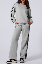 Active set of Sweat-Shirt with Light gray-gray-gray-gray-colored striped