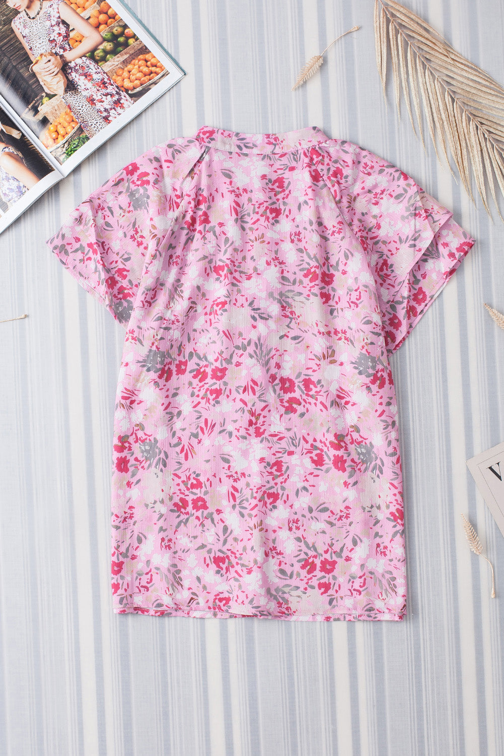 Pink Blumenmandarinkragen Top