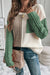 Drozing shoulder sweater and patch pockets color Block green vineyard