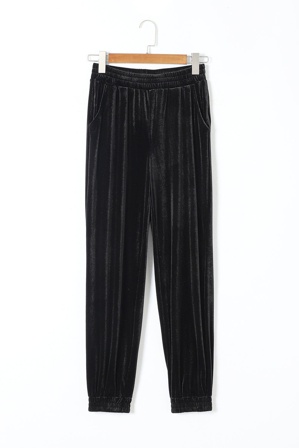 Pantalón jogger de terciopelo liso negro