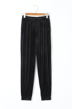 Pantalones de trote de terciopelo negro