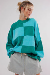 Green checked green sweater *