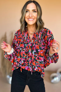 Red blouse with puffy sleeves *