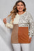 Plus Size Leopard Splicing Color Block Ribbed Khaki Top