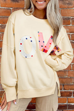 Oversize graphic sweatshirt Love Patch Apricot *